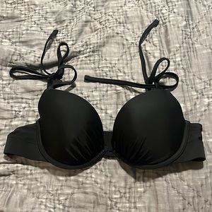 Aerie 34C cup black bikini top with tie straps